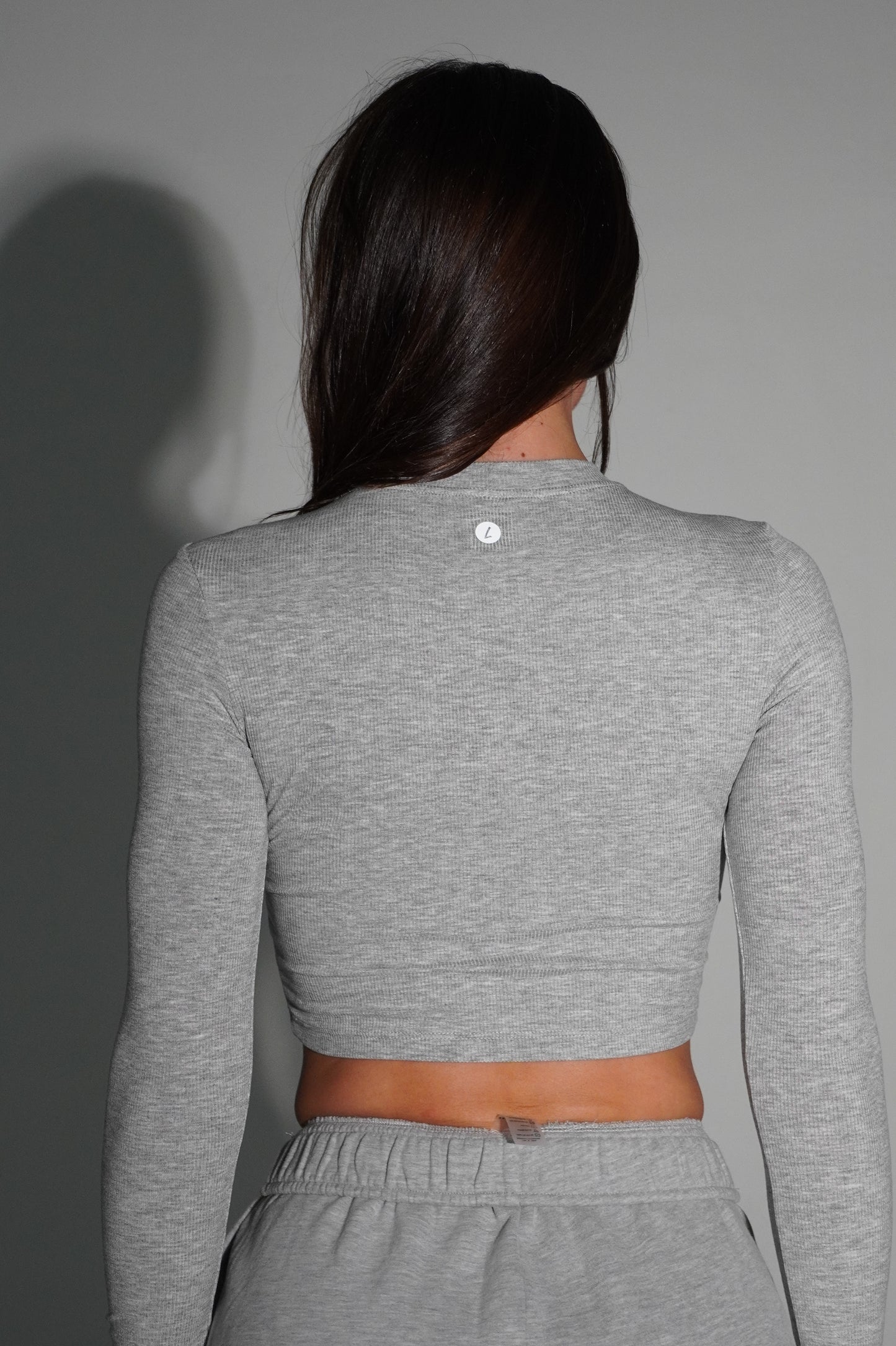 Gray performance long sleeve top